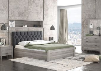TRUNK BED N56 WITH BLACK FABRIC & ASH GREY FURNITURE