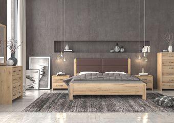 BED N45D WITH BROWN TECHNODERMA & HONEY FURNITURE