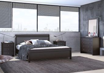 BED 26A WITH BROWN TECHNODERMA & WENGE FURNITURE