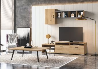 COMPOSITION N43 ONLY ASH GREY, NEW WALNUT OR HONEY - COFFEE TABLE N25 HONEY